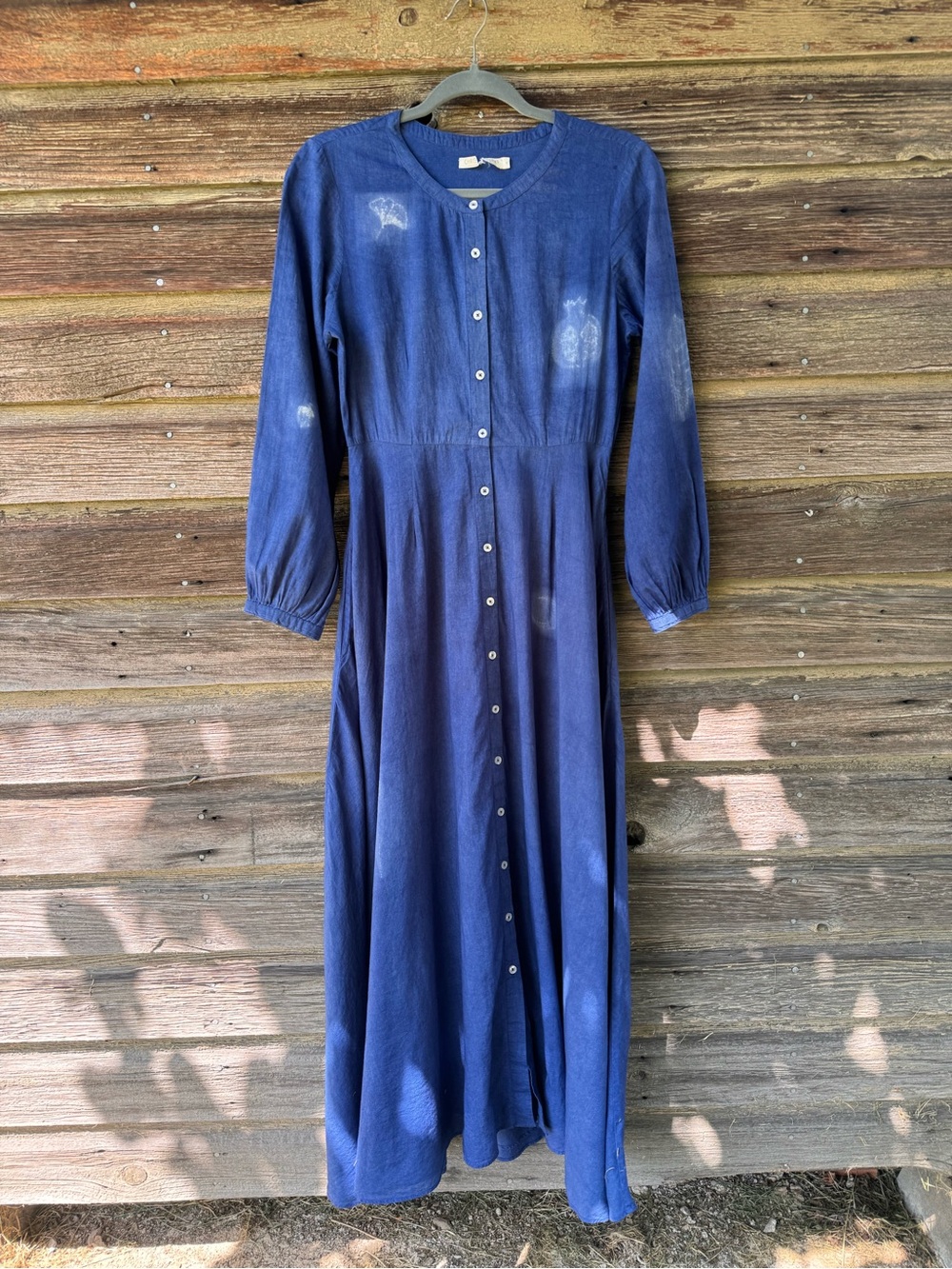 Christy Dawn Persephone Indigo Button-Down Long Sleeve Maxi Dress